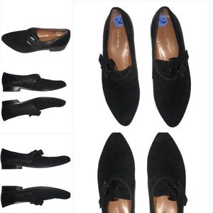 Via Spiga Leather Suede Monk Strap Loafers 7.5